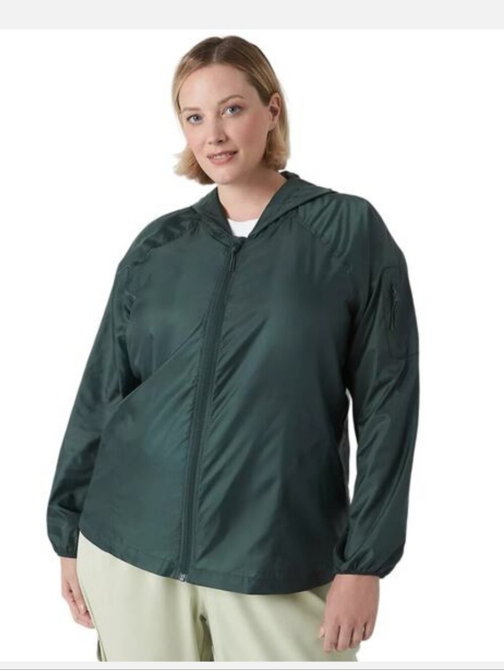 Lane Bryant Livi Active Women’s Hooded Wind-breaker Jacket in Forest Green
